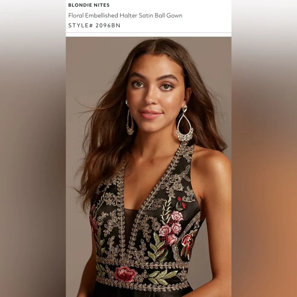 Satin Formal Gown by Blondie Nights embroidered pockets - Picture 3 of 9